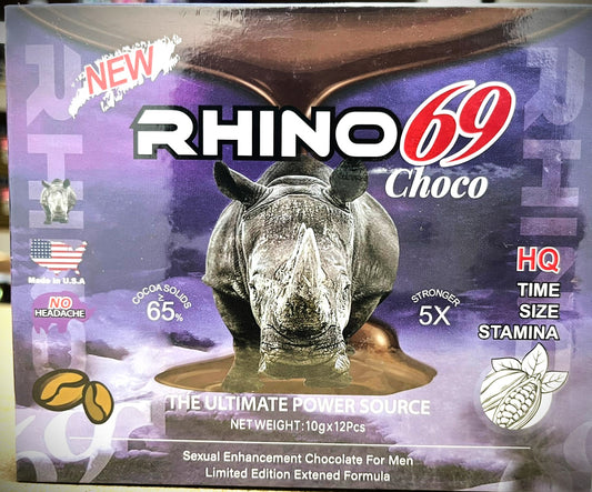 Rhino 69 Choco For Men 5X Stronger (10gms of 12 Pcs)