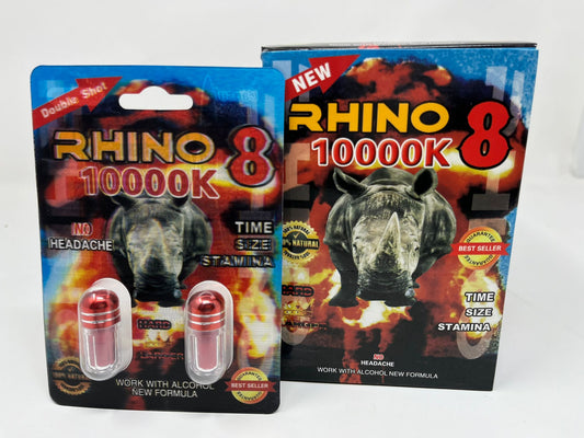 Rhino 8 10000k Sexual Male Enhancement Double Pill (Box of 24)