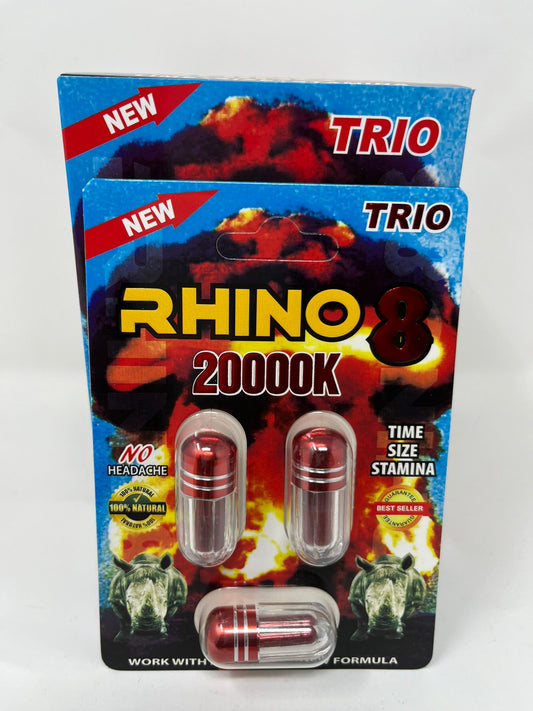 Rhino 8 TRIO 20000K Sexual Male Enhancement Pills (Box of 15)