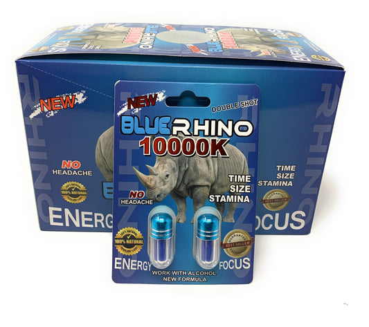 Blue Rhino 10000K Double Shot Male Enhancement Pills (Box of 24 )